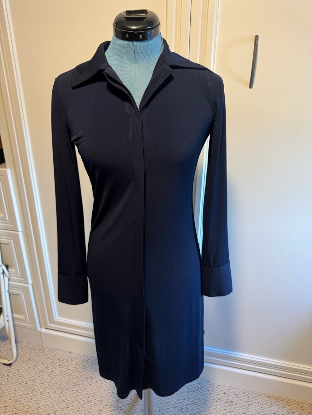 Vince Navy Long-Sleeve Shirt Dress